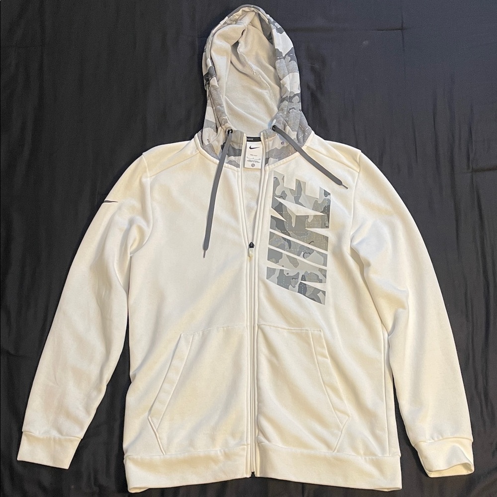 Nike Gray and White Dri-FIT Hoodie